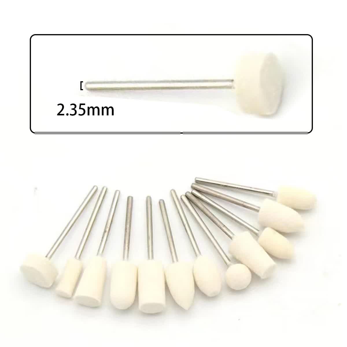 نمای نزدیک از ست ۱۲ عددی نمد پولیش مینیاتوری یک مجموعه کاربردی برای پرداخت و براق سازی