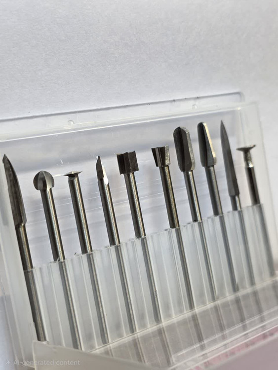 ست ۱۰ عددی ابزار چوبساب و حکاکی مینیاتوری با سریهای مختلف شامل نوکتیز، تخت، کروی و تیغهای، مناسب برای منبتکاری، فلزکاری و کارهای ظریف